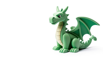 cartoon green dragon wooden toy on white background