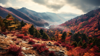 Autumn landscape in the mountains. AI generated