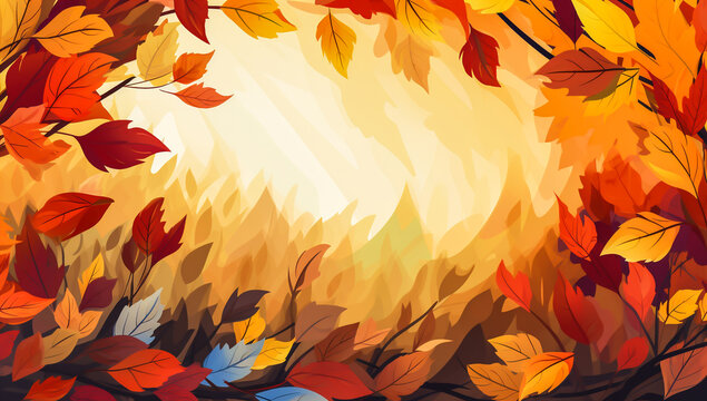 Leaves in autumn colors. AI generated