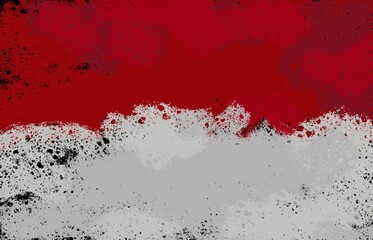Bendera Grunge Indonesia. Bendera Indonesia dengan tekstur grunge. Goresan kuas.