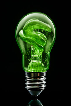 Green light bulb in ecology concept. AI generated