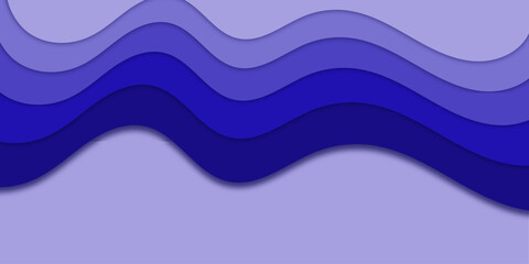 Blue Paper Cut Waves Background