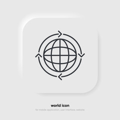 Web search symbol. Internet icon. Go to web icon. Http address sign. Globe network www website icon with isolated white background for UI UX mobile app