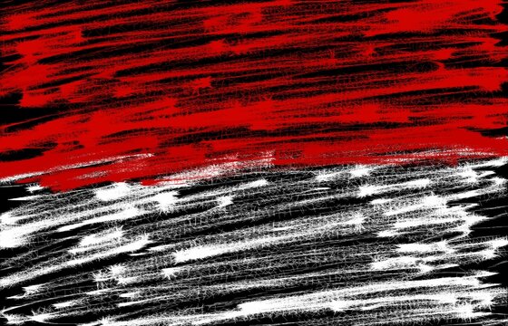 Bendera Grunge Indonesia. Bendera Indonesia dengan tekstur grunge. Goresan kuas.