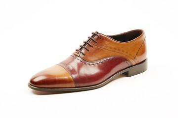 Classic, leather mens shoes on white isolated background