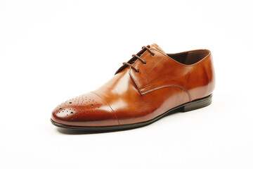 Classic, leather mens shoes on white isolated background