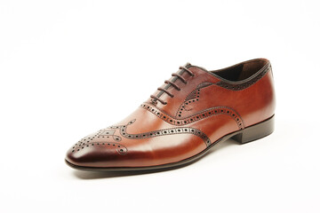 Classic, leather mens shoes on white isolated background