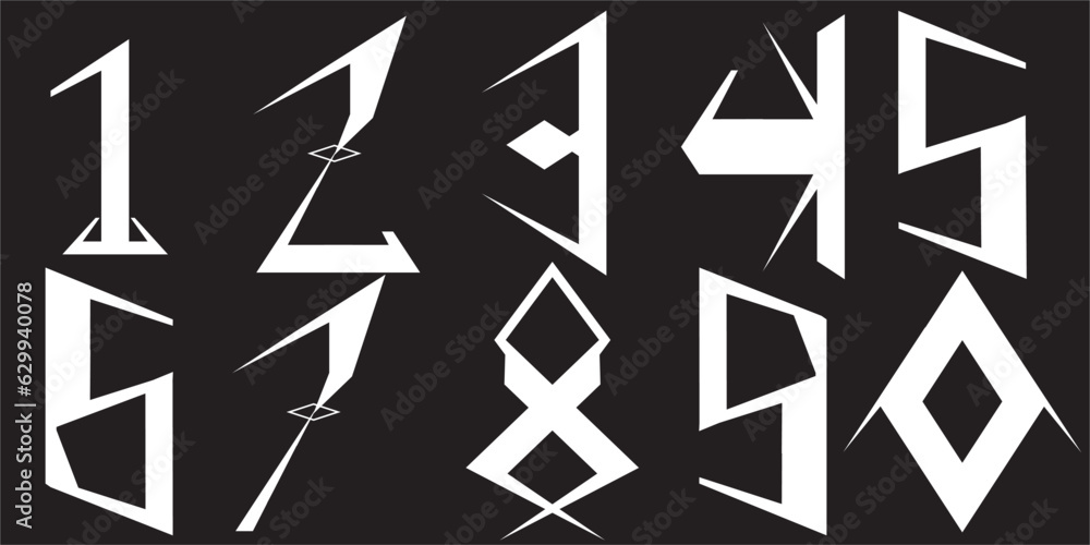 Poster assorted digital custom vector numbers. minimum. color gradation. dark. banner network. 3d effect. d
