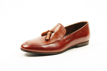 Classic, leather mens shoes on white isolated background