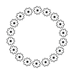 Flower circle border design rounded floral frame ring for decoration ornament in vector illustration