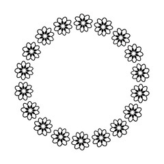 Flower circle border design rounded floral frame ring for decoration ornament in vector illustration