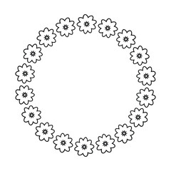 Flower circle border design rounded floral frame ring for decoration ornament in vector illustration