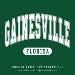 Gainesville text effect vector. Editable college t-shirt design printable text effect vector