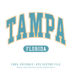 Fototapeta Tampa text effect vector. Editable college t-shirt design printable text effect vector obraz