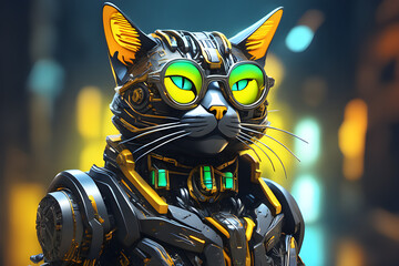 robot cat web page PPT wallpaper background powerpoint