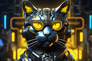 robot cat web page PPT wallpaper background powerpoint