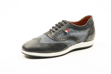 Handmade high quality Italian mens casual shoes on a  white isolated background.