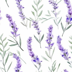 Seamless background of tender watercolor lavender on white
