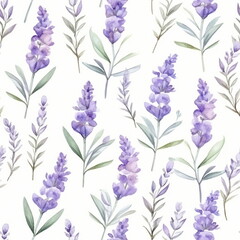 Seamless background of tender watercolor lavender on white