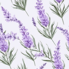 Seamless background of tender watercolor lavender on white