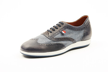 Handmade high quality Italian mens casual shoes on a  white isolated background.