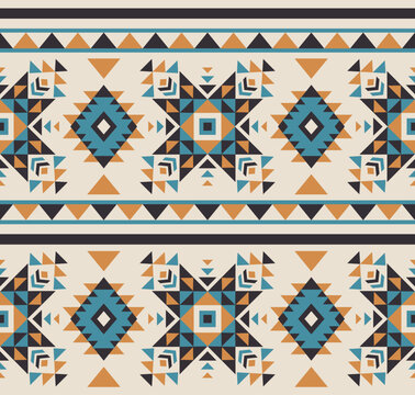 Aztec seamless border pattern. South western rug design. Mexican blanket vector seamless pattern. Native Indian ornament.