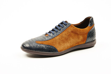 Handmade high quality Italian mens casual shoes on a  white isolated background.