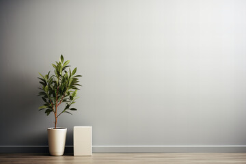 Empty wall. Poster Mockup. Modern Interior Design Background. Ai generated 