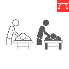 Massage line and glyph icon, SPA and beauty salon, body massage vector icon, vector graphics, editable stroke outline sign, eps 10.