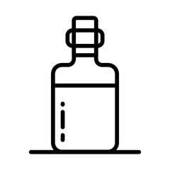 Obraz premium Ayurveda oil bottle outline icon. Ayurveda oil bottle vector icon for web design isolated on white background. Vector illustration in line style.
