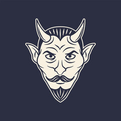 Devil icon. Sticker design. Devil head Print for t-shirt, typography. Vector illustration