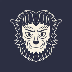 Werewolf icon. Sticker design. Werewolf head Print for t-shirt, typography. Vector illustration