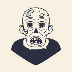 Zombie icon. Zombie icon isolated on white background. Print for t-shirt, typography. Vector illustration