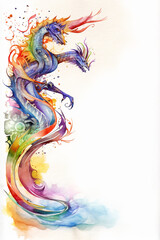 art illustration decorated with dragon on white background for poster