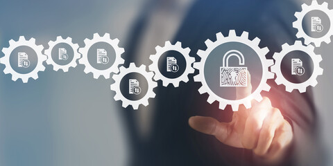 Secure document authentication concept. Ensuring e documents are safe from unauthorized access and...