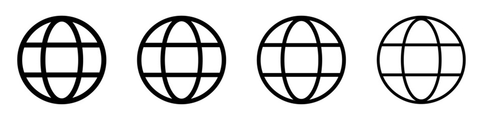Simple world flat vector icons set. Globe icons