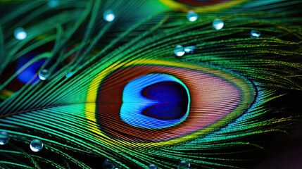 Obraz premium peacock feather macro photo background