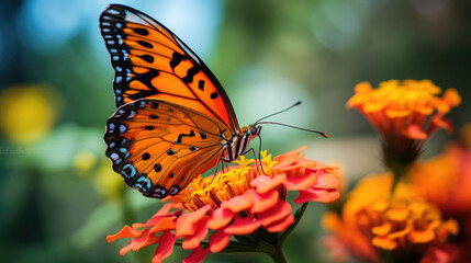 Fototapeta na wymiar butterfly on flower macro photo