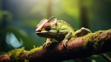 Obraz premium green iguana on a branch