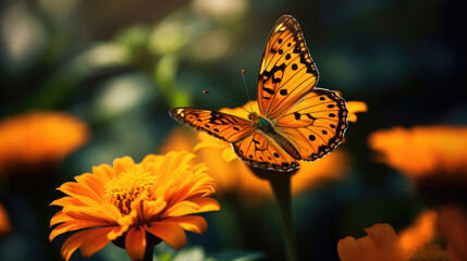 butterfly on flower macro photo