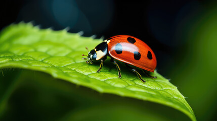 Naklejka premium ladybird on a leaf