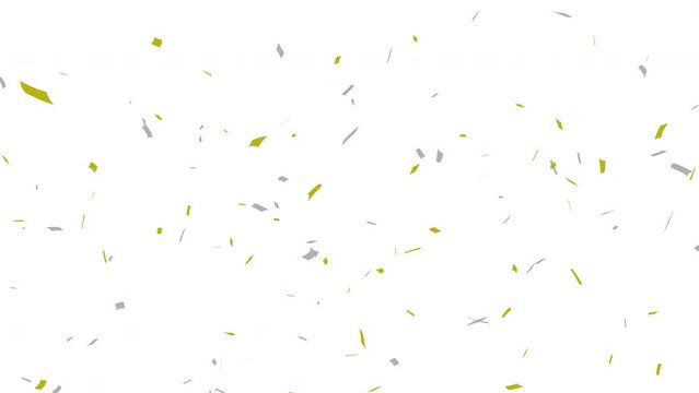 Golden & Silver confetti party popper explosions on White, Green backgrounds, Alpha Channel 4K greeting animation BG