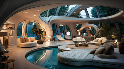 futuristic interior design studio apartment