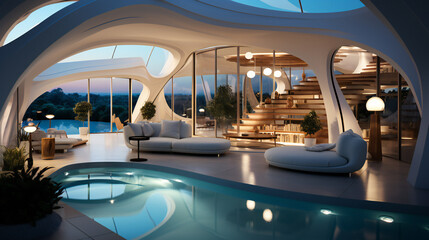 Fototapeta premium futuristic interior design studio apartment