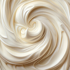 Close up of a whipped cream swirl on white background, soft focus. 3d render.