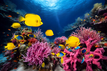 Fototapeta na wymiar Coral reef with marine life