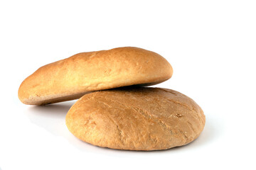 Image of two loaves of bread on a white background.