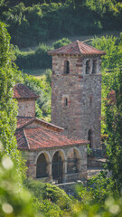 Old church surrounded by nature, Santa María de Lebeña