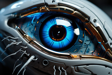 Fototapeta na wymiar A close-up of a robotic eye the concept of robotics 