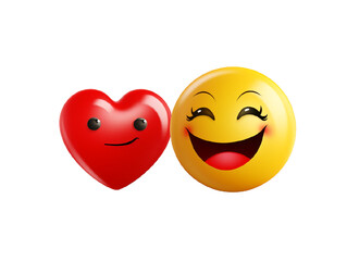 Smiling emoticon (emoji) with a heart isolated on a white background. 3D rendering 